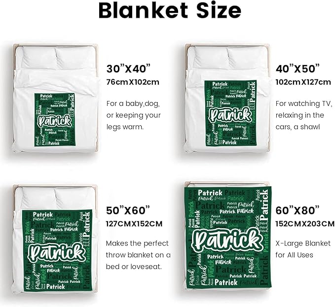 Custom Blanket with Name Personalized Blankets for Kids Adult Boys Girls Flannel Monogrammed Customized Blankets Throw (30''x40'')