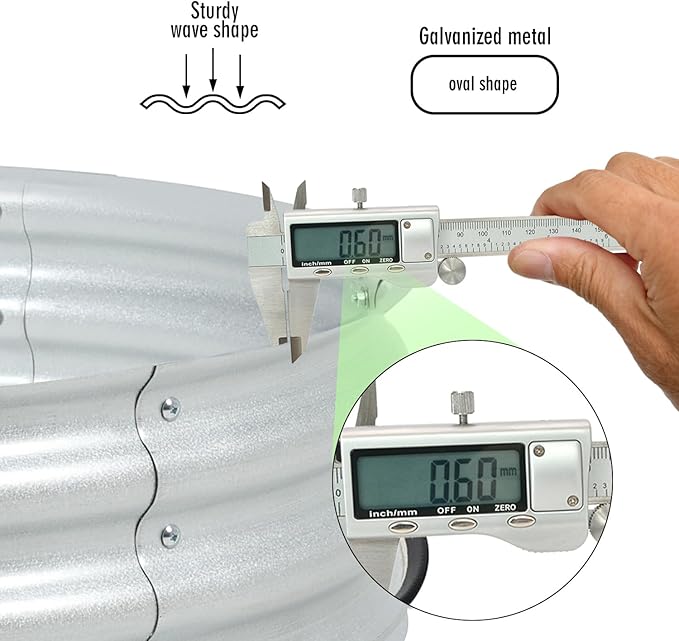 BPS 4-in-1 Metal Raised Garden Bed, 5x2 FT Galvanized Planter Raised Beds for Vegetables, Flowers 17" Extra Tall