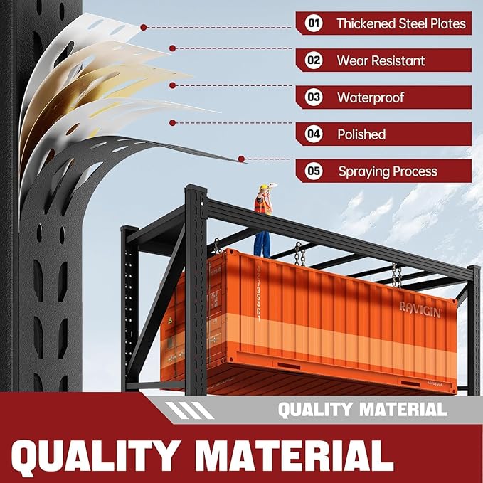 48" W Storage Shelves, 3000LBS Garage Shelving Heavy Duty Metal Adjustable Garage Shelves, Shelving Units Industrial Shelving for Warehouse, 48" W x 24" D x 69" H, Black