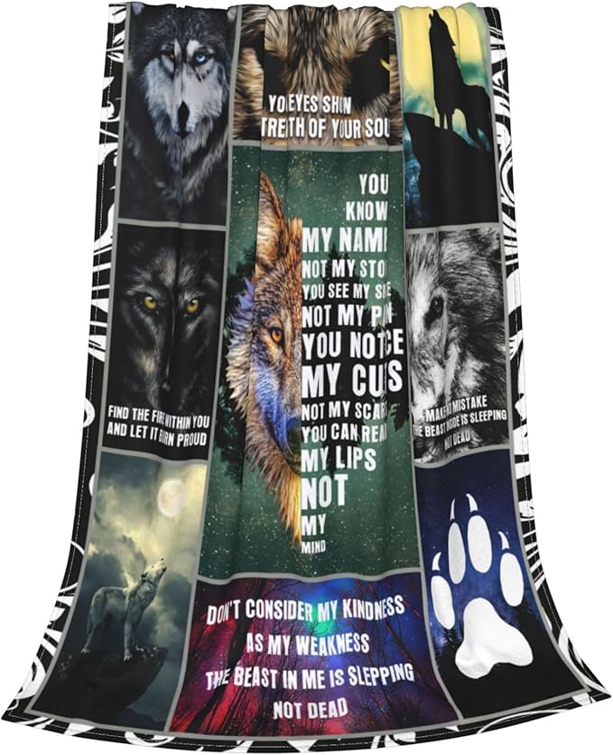 Wolf Blanket Wolfs Throw Blanket Soft Fleece Flannel Bedding Wolves Gifts for Men Boys Women Girls Lovers Adults Stuff Plush for Couch Sofa Bed Room Decor