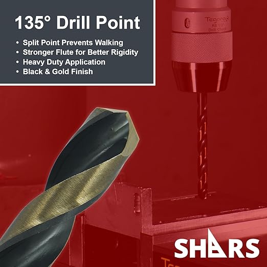 Shars 1/16-1/2 x 64ths 29 Pcs HSS 6542 Jobber Drill 29 Pcs Set 135° Point Angle 404-2940 New P
