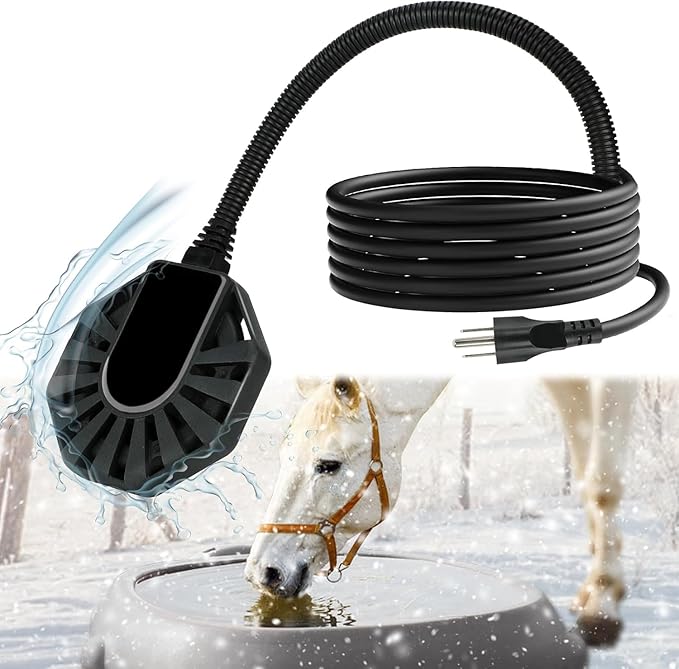 800W Horse Water Heater Aluminum Cast, Thermostatic Control Farm De-Icer, Utility Pond De-icer for Livestock Poultry Birds Horses Cows Wildlife Drinking for Winter