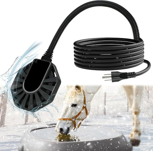 800W Horse Water Heater Aluminum Cast, Thermostatic Control Farm De-Icer, Utility Pond De-icer for Livestock Poultry Birds Horses Cows Wildlife Drinking for Winter