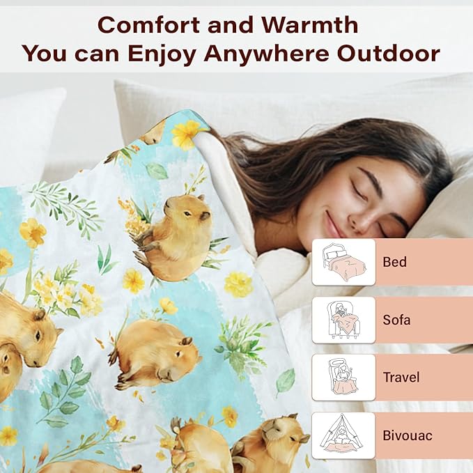 Capybara Blanket Gifts for Capybara Lovers, for Kids, Cozy Soft Capybara Gifts for Girls Boys, Capybaras Blanket Decor for Couch Sofa Bedroom,Gift for Chritsmas Thanksgiving 50x60