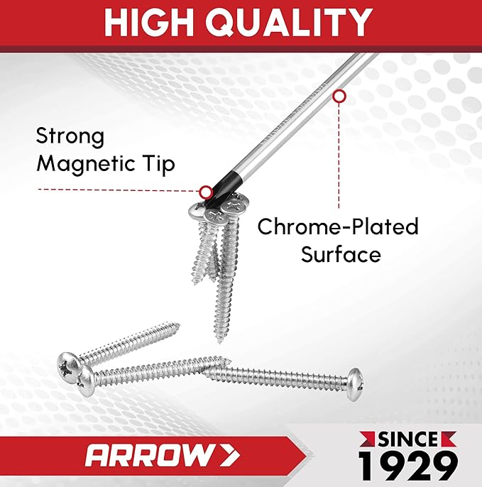 ARROW 6-Piece Magnetic Screwdriver and Magnetizer/Demagnetizer Set, Premium Cr-V Steel Screwdriver Set with Non-Slip Grip, Magnetic Phillips and Flathead Tips, for Home Improvement