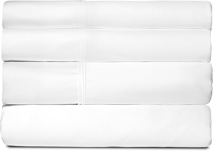 SHEEX - Active Comfort Cooling Sheets Set (King/California King) Bright White - Moisture Wicking - 1 Flat Cooling Sheet, 1 Fitted Cooling Sheet, 2 Cooling Pillow Covers - Wrinkle Free - Sleep Aid