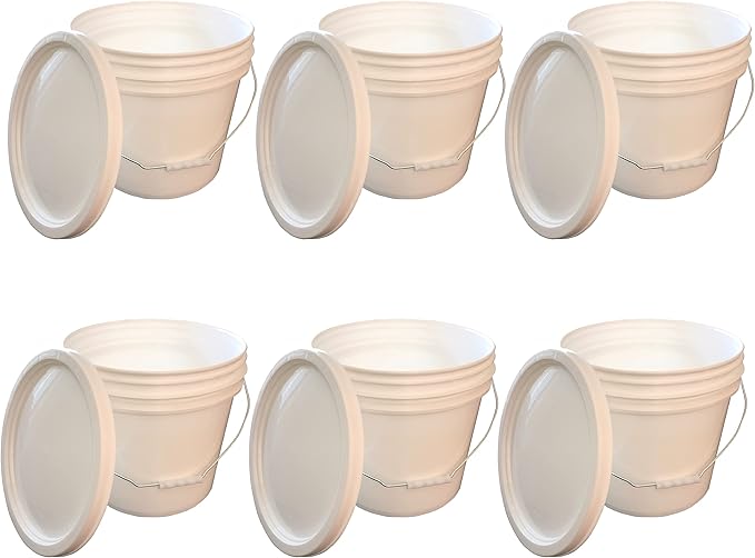 5 Gallon Bucket with Lid + Free Opener Tool Commercial Grade-Food Safe-Bucket BPA Free,6 Pack White (6 Pack/lid, White), Great Value, Durable. Comfortable Handle, Easy to Clean. Free one lid Opener