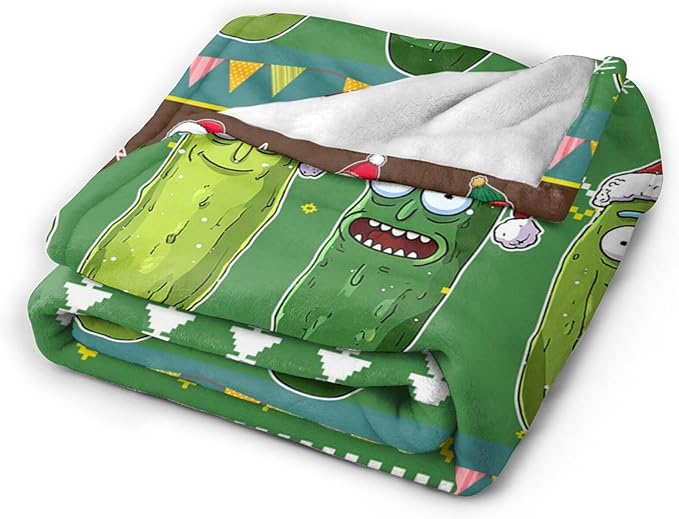 Dynova Christmas Pickle Blanket Cozy Plush Pickles Lovers Throw Blankets Fuzzy Flannel Fleece Funny Gifts for Girls Boys Women Men 80"X60"