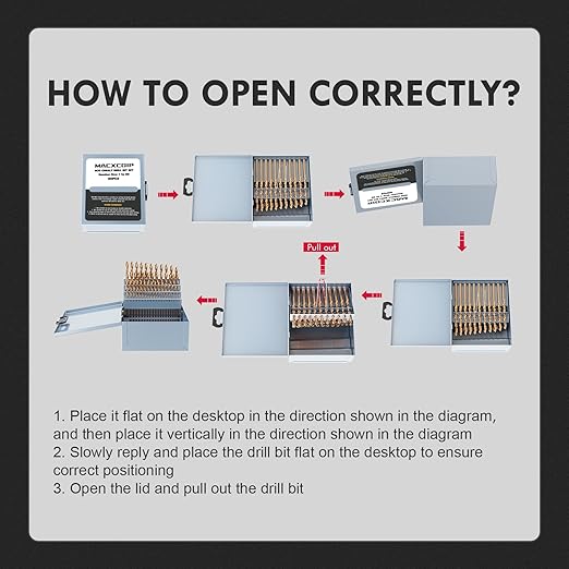 Cobalt Number Size Drill Bit Set, 60Pcs M35 High Speed Steel Jobber Length Drill Bit Kit for Hardened Metal, Stainless Steel, Cast Iron, Wood and Plastic, with Index Storage Case, #1-60