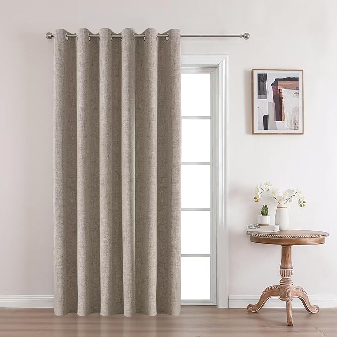 Joydeco Linen Blackout Room Divider Curtains, Extra Wide Sliding Door Drapes Living Room Curtains, 1 Panel 100W x 108L Inch Patio Door Drapes for Room Privacy