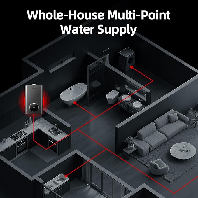 Propane Gas Tankless Water Heater, Indoor Max 3.6 GPM, 85,000 BTU On Demand Instant Hot Water Heater Propane Gas with LED Temperature Control Panel, 1/2" NPT Connector Size, CSA Certified, Gray