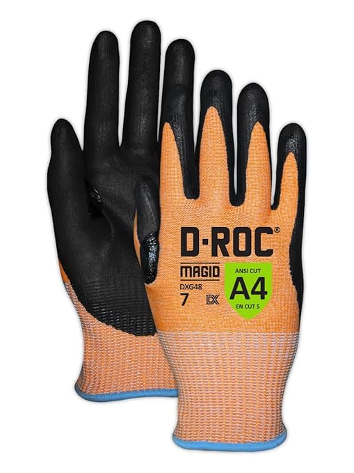 MAGID D-ROC ANSI A4 Oil & Liquid Absorbing TriTek Work Gloves, 12 Pairs, Size 8/Medium (DXG48)