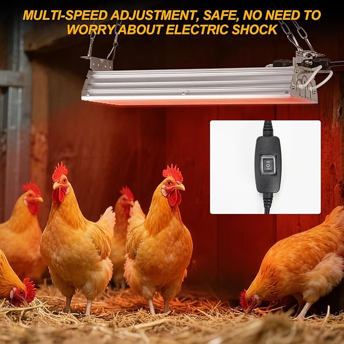 Energy Saving 600W Coop Heater with 2-Mode Switch, Adjustable Winter Warmth for 15 Sq Ft Chicken Coops, Safe & Thermostat Controlled Alternative