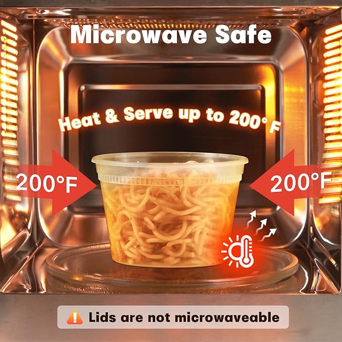 16 oz Deli Containers with Lids [36 Set] – Made in USA, BPA-Free Plastic Food Containers, Freezer & Microwave Safe, Stackable Meal Prep & Soup Storage Containers, Ideal for Takeout & Kitchen Use