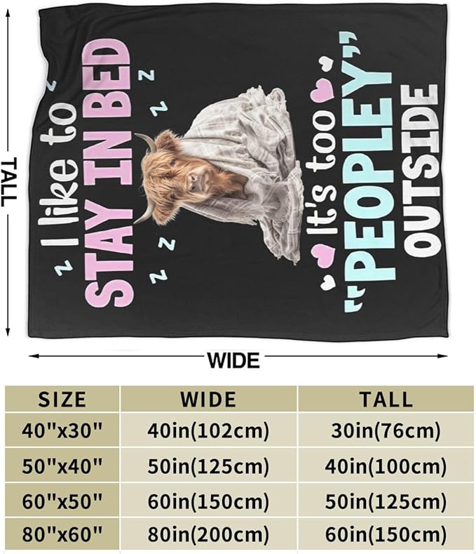 Highland Cow Blanket, Soft Plush Fleece Animal Throw Blanket - Cozy Warm Stuffed Blankets Bedding Funny Cow Gifts for Women Girls Kids Adults 60"X80"