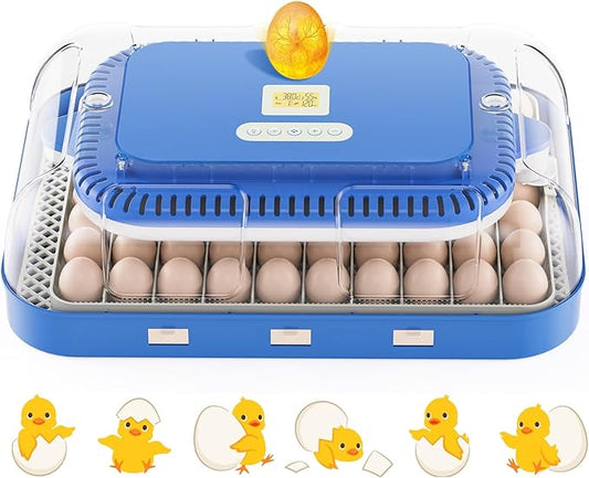 70 Egg Incubator for Hatching Eggs, Intelligent Incubator with high Hatch Rate - DualPower System, Auto Temperature & Humidity Control for 30+ Species, 360° Observation Dome & Cold Spectrum Candling