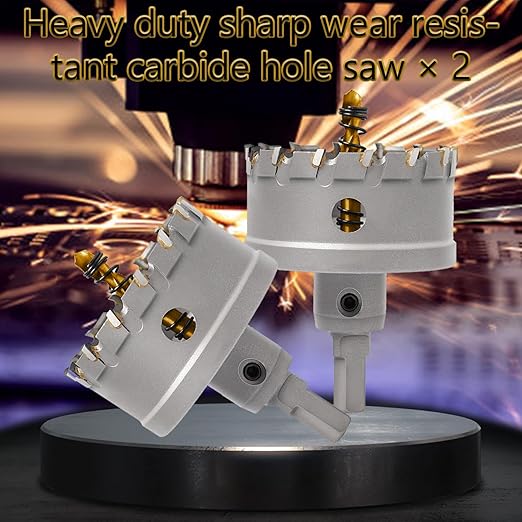 1" (25mm) Hole Saw Heavy Duty Carbide 2-Pack Tungsten Carbide Tipped Hole Cutters cuts Stainless Steel, mild Steel, Iron, Copper, Brass, Plastic Titanium-Plated Pilot Drill Bits