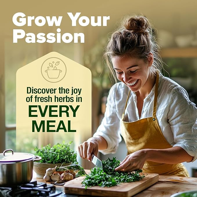 HOME GROWN Gift Herb Kit – 8 Herb Seeds Set with Basil, Cilantro, Mint & More, Complete Indoor Grow Kit for Kitchen, Gardening Gifts for Women & Men, Ideal for Cooking & Home Décor