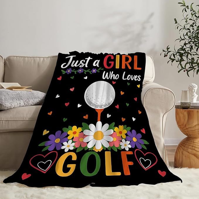 Golf Fleece Blanket Sports Golfing Throw Blankets for Girls Women Golfers Super Soft Warm Flannel Throws Gifts for Kids Adults Cozy Fuzzy Plush Stuffed Couch Bed Bedding Decor 50"X40"