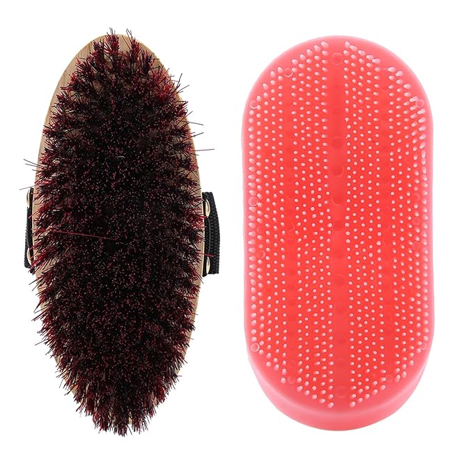 10Pcs Horse Grooming Care Kit, Equestrain Brush Curry Comb Horse Cleaning Tool Set Including Sweat Scraper 2 Combs Itching Hoof Pick and 5 Brushes for Equine Care Supplies