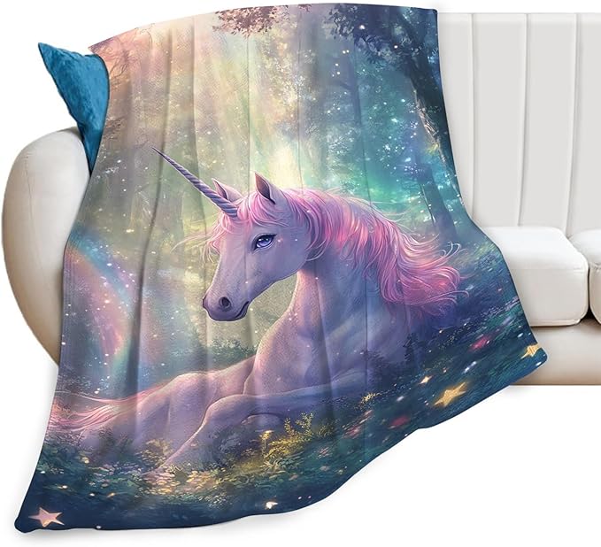 Unicorn Blanket Gifts for Girls Women Unicorn Forest Throw Blankets Cozy Plush Fleece Flannel Fuzzy for Kids Bed Decor 60"X50"