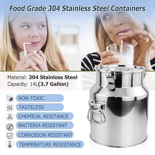 2025 Upgrade 14L Goat Milking Machine, Continuously Adjustable Suction Pulsation Vacuum Electric Milker, Portable Livstock Milking Machine with Stainless Bucket(US Plug)(14L Goat)