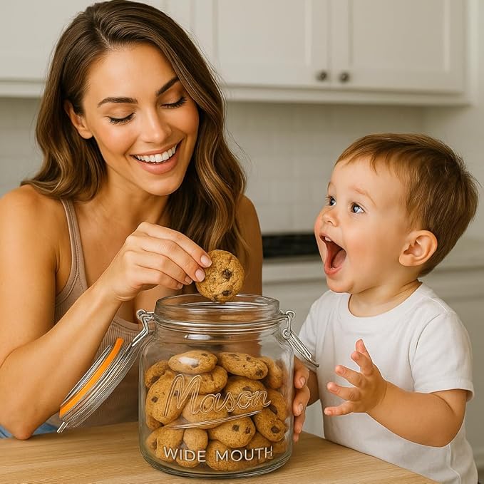 kitchentoolz 64 oz Mason Jars Wide Mouth with Airtight Lids – Set of 2 Half Gallon Glass Jar with Lid – Large Mason Jars with Lids for Kitchen Pantry, Storage, and Canning