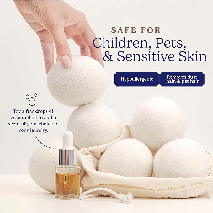 Handy Laundry Wool Dryer Balls - 2.5 Inch - Natural Fabric Softener, Reusable, Reduces Clothing Wrinkles and Saves Drying Time, Better Alternative to Plastic Balls and Liquid Softener (6-Pack)