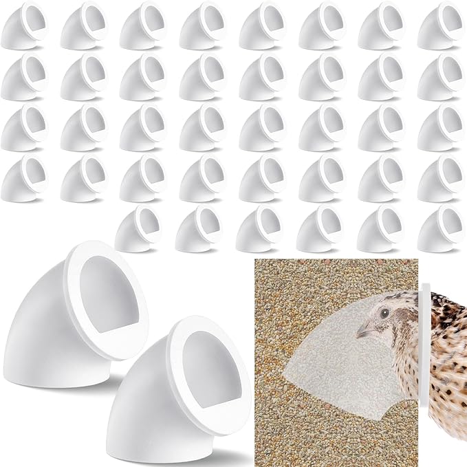 40 Pack Quail Feeders No Waste Chicken Feeder Port 1.5 Inch DIY Chick Feed Saver Quail Supplies for Coturnix Small Poultry Farm Bucket Bin Container