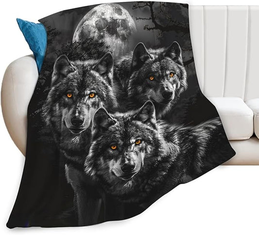 Tijuboni Wolf Throw Blanket Wolf Gifts for Girls Boys Women Men Kids Adults Soft Flannel Fleece Blanket for Couch Sofa Bed Home Decor 50"x60"