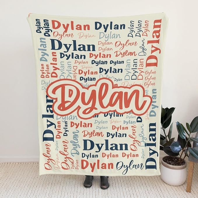 Custom Blanket with Name Personalized Blankets for Kids Adult Boys Girls Flannel Monogrammed Customized Blankets Throw (60''x80'')