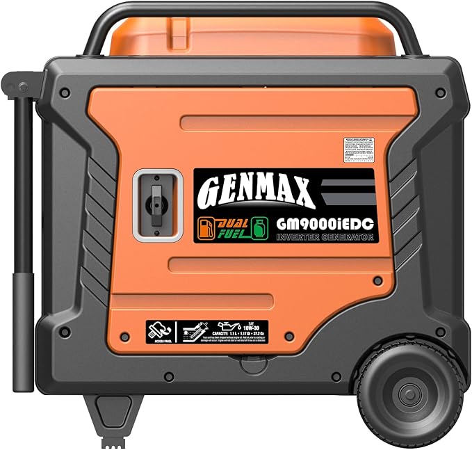 GENMAX Portable Generator, 9000W Super QuietDual Fuel Portable Engine with Parallel Capability, Remote/Electric Start, Ideal for Home backup power.EPA &CARB Compliant (GM9000iEDC)