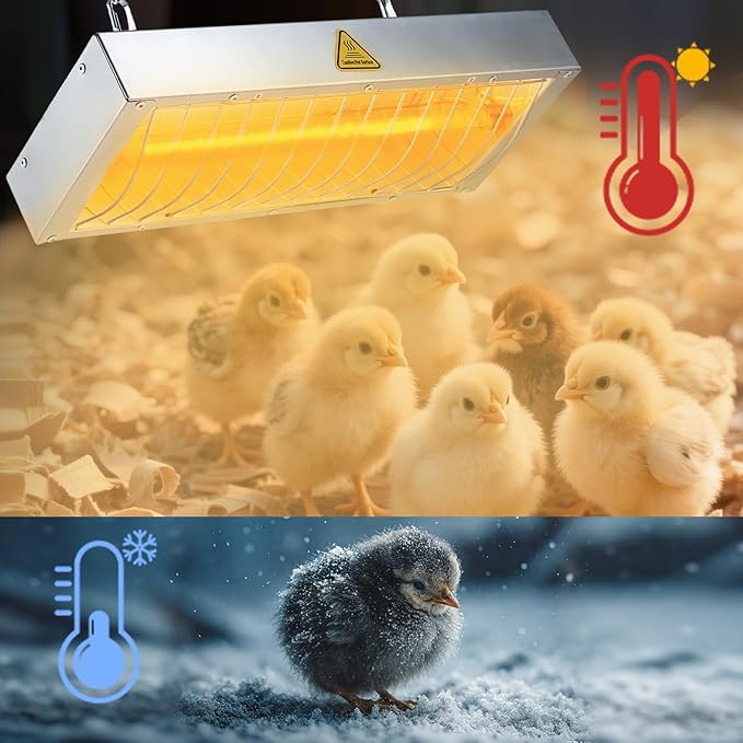 600W Chicken Coop Heater Bulb, Replacement Bulb Accessories for Chicken Heat Lamp, Brooder Heater Tubes for Chicks, Poultry, Pets, 1 Pack