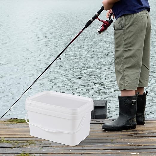 Zopnny 4 Pcs 2.6 Gallon Plastic Bucket with Lid, Food Grade Bucket 10L Utility Industrial Pail with Handle (White)