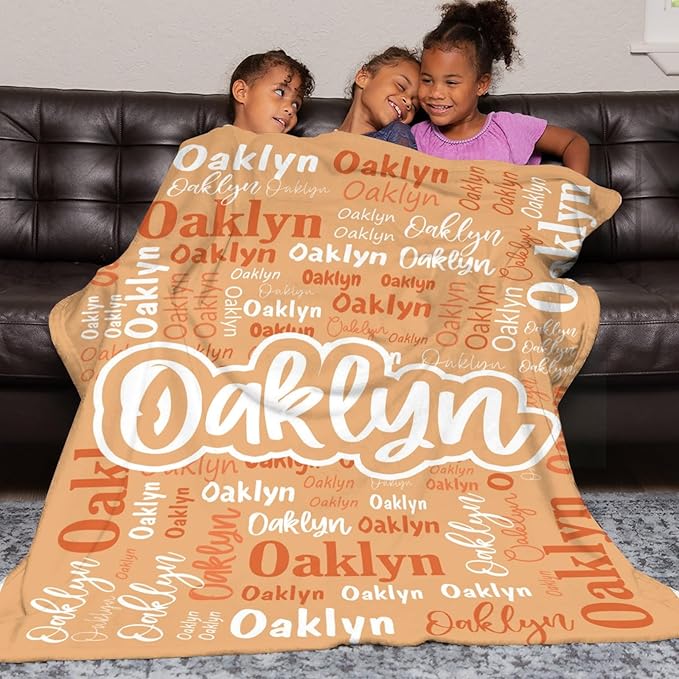 Custom Blanket with Name Personalized Blankets for Kids Adult Boys Girls Flannel Monogrammed Customized Blankets Throw (30''x40'')