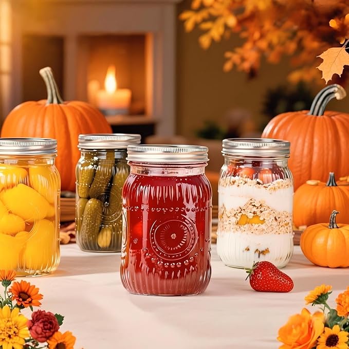 WELLIFE Wide Mouth Mason Jars, 2 Pcs Wide Mouth Mason Jars 32 OZ for Preserving,Jam,Honey,Wedding Favors,Sauces,Meal Prep,Salad,Yogurt & Decor