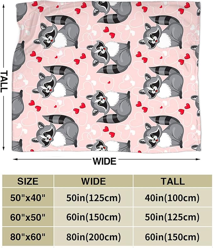Tijuboni Cute Raccoon Blanket for Girls Women - Ultra Soft Cozy Fleece Throw for Kids Adults - Gifts for Raccoon Lovers - Pink 60"x80" for Couch Sofa Bed
