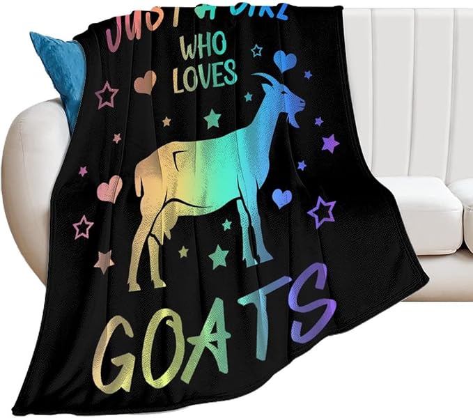 Goat Blanket for Girls - 60x80 Inches Twin Size - Soft Fuzzy Plush Throws Gift - Black Funny Throw Blanket for Bed, Couch, Living Room