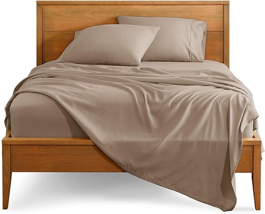 Bare Home Full Sheet Set - Luxury 1800 Ultra-Soft Microfiber Full Bed Sheets - Double Brushed - Deep Pockets - Easy Fit - 4 Piece Set - Bedding Sheets & Pillowcases (Full, Pebble)