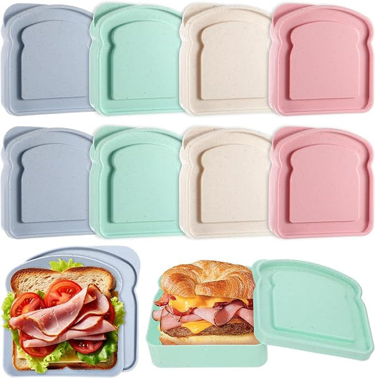 SHENLIU 12Pcs Sandwich Containers for Lunch Boxes, Reusable Sandwich Box Container for Adults, Sandwichs Holder Bread Container, BPA Free, Microwave & Dishwasher Safe, Travel, Office, Camping