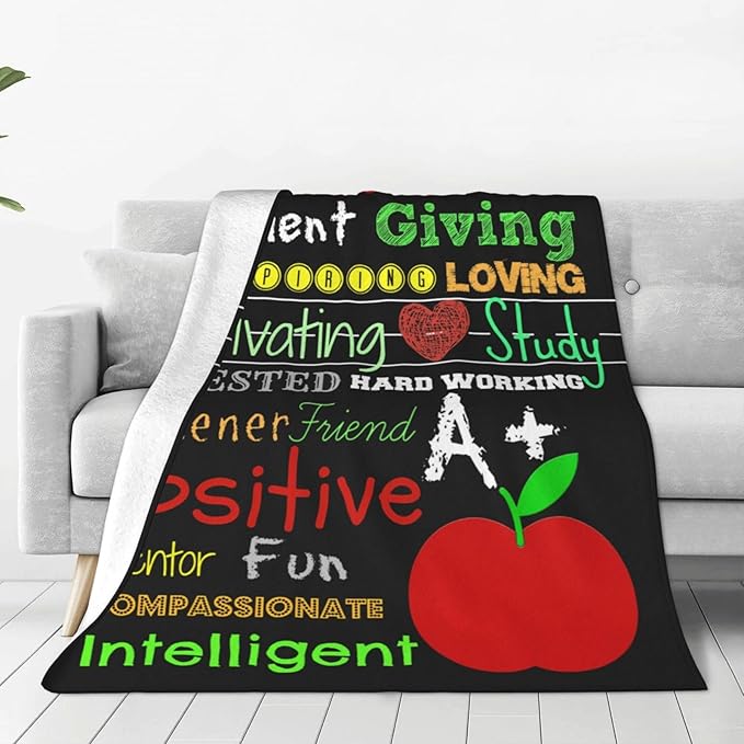 Teacher Blanket Best Teacher Decor Throw Blanket Super Soft Flannel Lightweight Fluffy Plush Cozy Fuzzy Fleece Appreciation Gifts Blanket for Woman Adults Man for Bedding Sofa 60"X80"
