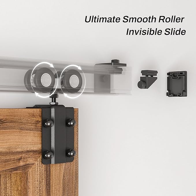 6FT Box Rail Sliding Barn Door Hardware,Wall Mount Track Kit,Heavy Duty,Easy to Install(No Door)