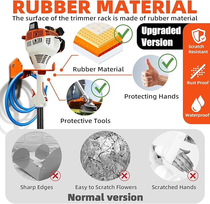 Weedeater Hanger, 1 Pack Weed Eater Hanger for Wall, Heavy Duty Weed Wacker Hooks for Garage, Garage Organization Storage Shed Organizer Mounted Trimmer Rack