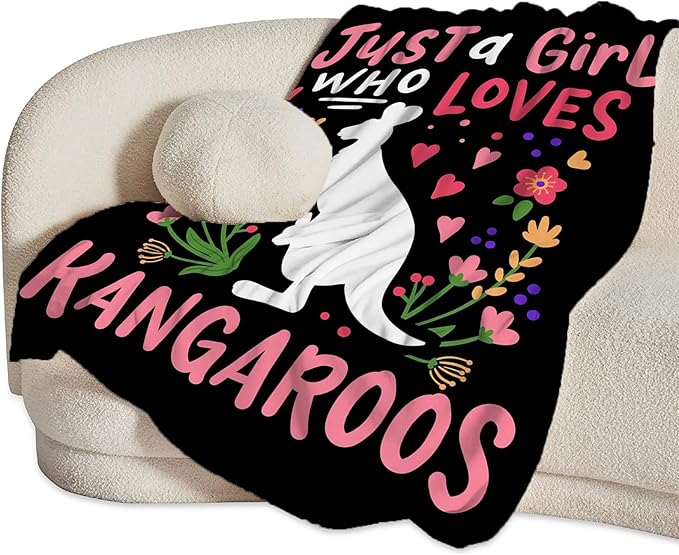 Just A Girl Ultra Soft Cozy Kangaroos Throw Blanket - Fleece Fuzzy Plush Bedding - Gifts for Women, Girls, Kids, Adults - 50"x40"