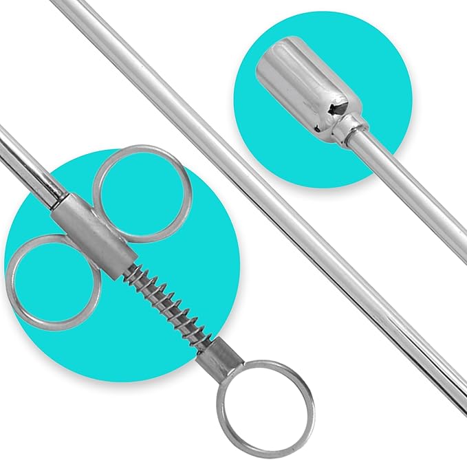 14.75" Mini Balling Gun Spring Clip with 1.25" Brass Metal Head – Durable Veterinary Tool for Efficient Medication Delivery in Large Animals, Livestock Care, and Cattle Treatment