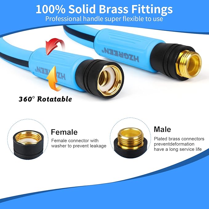 Garden Hose 5/8" x150FT,Heavy Duty 450B.P Water Hose Lawn & Garden Watering Equipment 3/4" Solid Brass Fittings