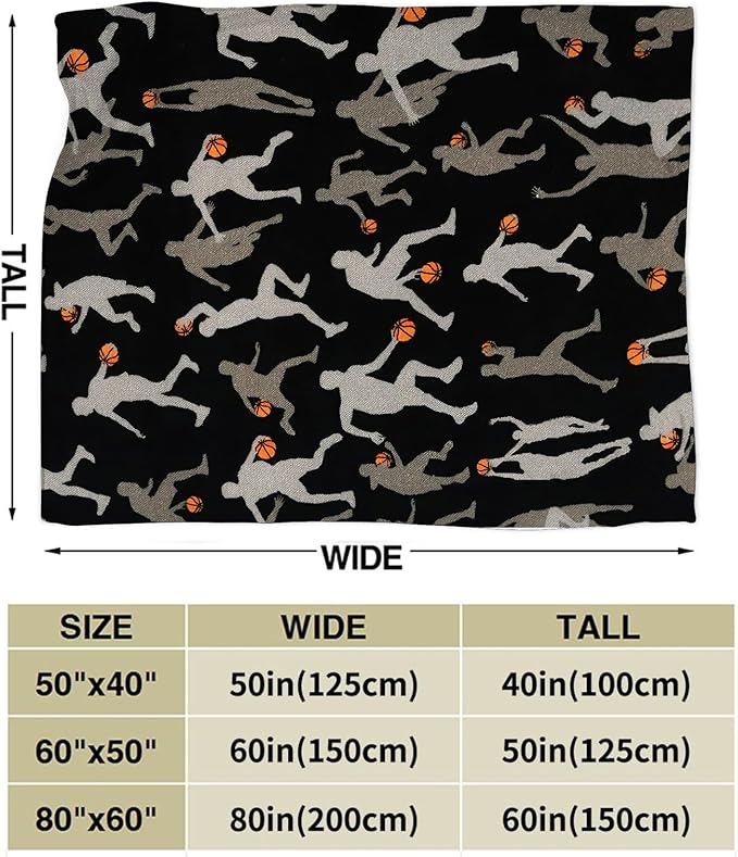 Basketball Blanket Gifts for Boys Teens Men Soft Warm Plush Basketball Sports Throw Blanket Flannel Fleece Fuzzy Stuff Blanket for Bed Couch Living Room Decor 50"X40"