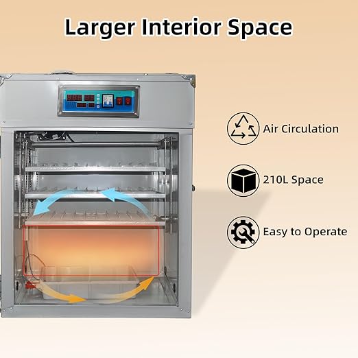 XKV 264 Egg Incubator with Automatic Egg Turning,Temperature Control and Humidity Control,Hatching Eggs,Chicken,Ducks,Poultry,Industrial Brooding Machine Chicken Incubator for Farm,Lab,Home,Indoor