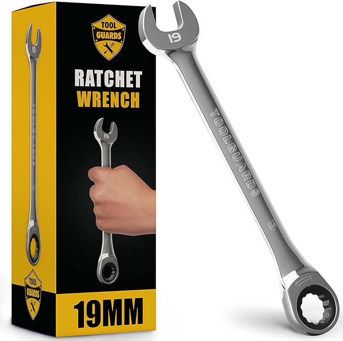 TOOLGUARDS 19mm Wrench - Ratcheting Wrench - Slim Profile - Ratchet Wrench - 100% Lifetime Satisfaction Guarantee