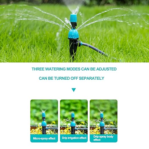 Drip Irrigation System,50FT Main Pipe and 16FT Branch Pipe,10 Adjustable Drippers with Piles, Quick Socket Connection.Plant Watering System of Garden Potted Elevated Garden Bed.(Dual-Purpose Nozzle)